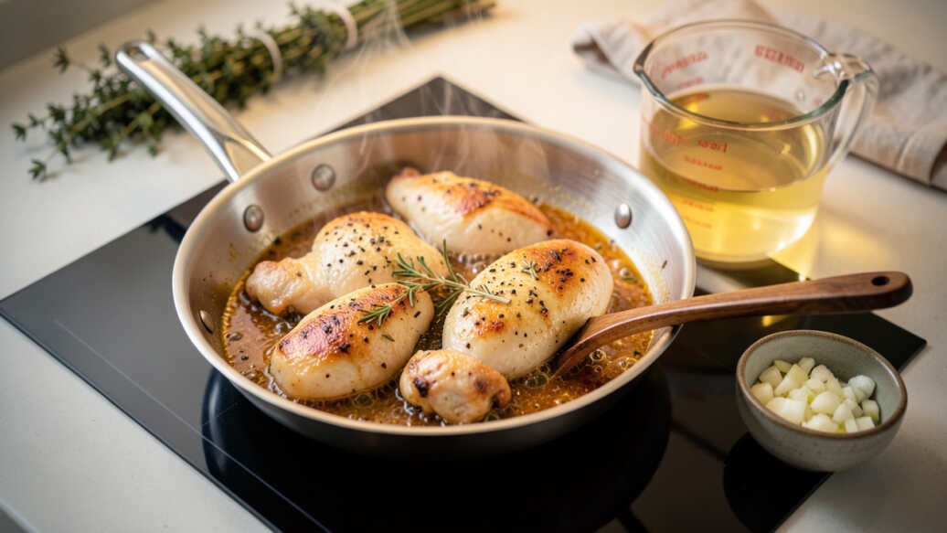 How to Pick a Sauté Pan Capacity for Chicken Thighs in Sauce