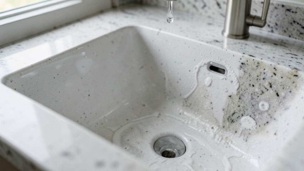 Why Composite Granite Sinks Discolor from Hard Water Deposits