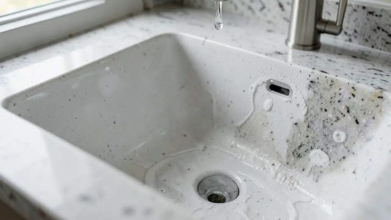 Why Composite Granite Sinks Discolor from Hard Water Deposits