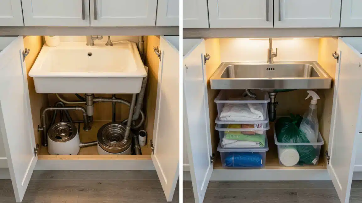 Why Rear Offset Drain Sinks Add 40% More Cabinet Storage Space